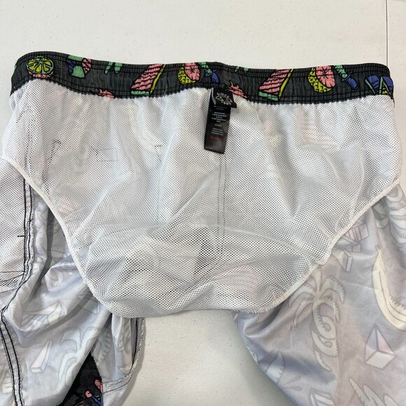 Maui and Sons Black Island Slice Swim Trunks Brief Liner Drawstring Men's XL - Picture 4 of 12